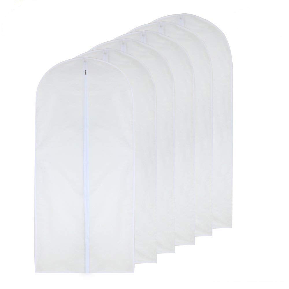 HomeClean Garment Bag Clear 60 x 120cm(24'' x 48'') Long Suit Bag Dust Moth Proof Garment Bags White Breathable Full Zipper Dust Cover for Dance