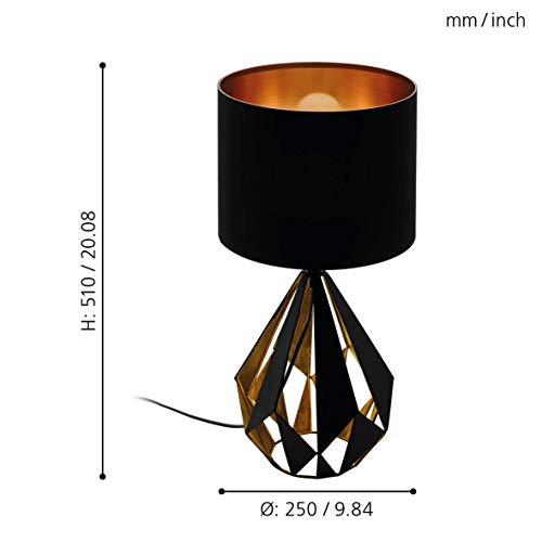 Eglo 43077, Carlton 5, Retro Table Lamp, Steel, E27, 60W, Black & Copper