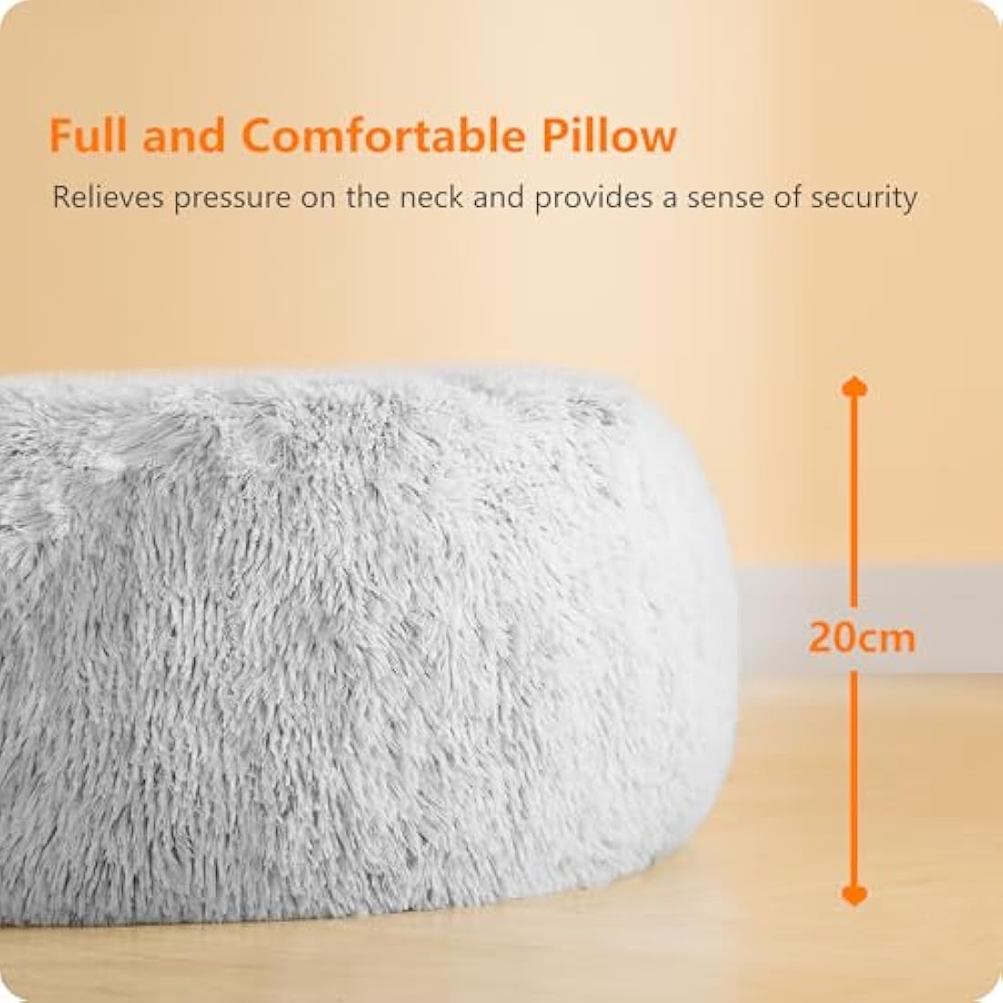 HMTOPE Orthopaedic Dog Bed Round Dog Sofa Cat Bed Doughnut Cuddly Dog Basket Washable 100 cm Diameter Light Grey