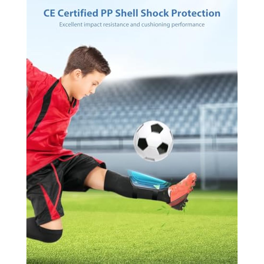 Shin Pads Boys CE Certified Airsfish Kids Football Shin Guards Breathable Non Slip Extended Adjustable Straps Lightweight Soccer Shin Pads for Boys Girls Teens Leg Calf Protective Gear