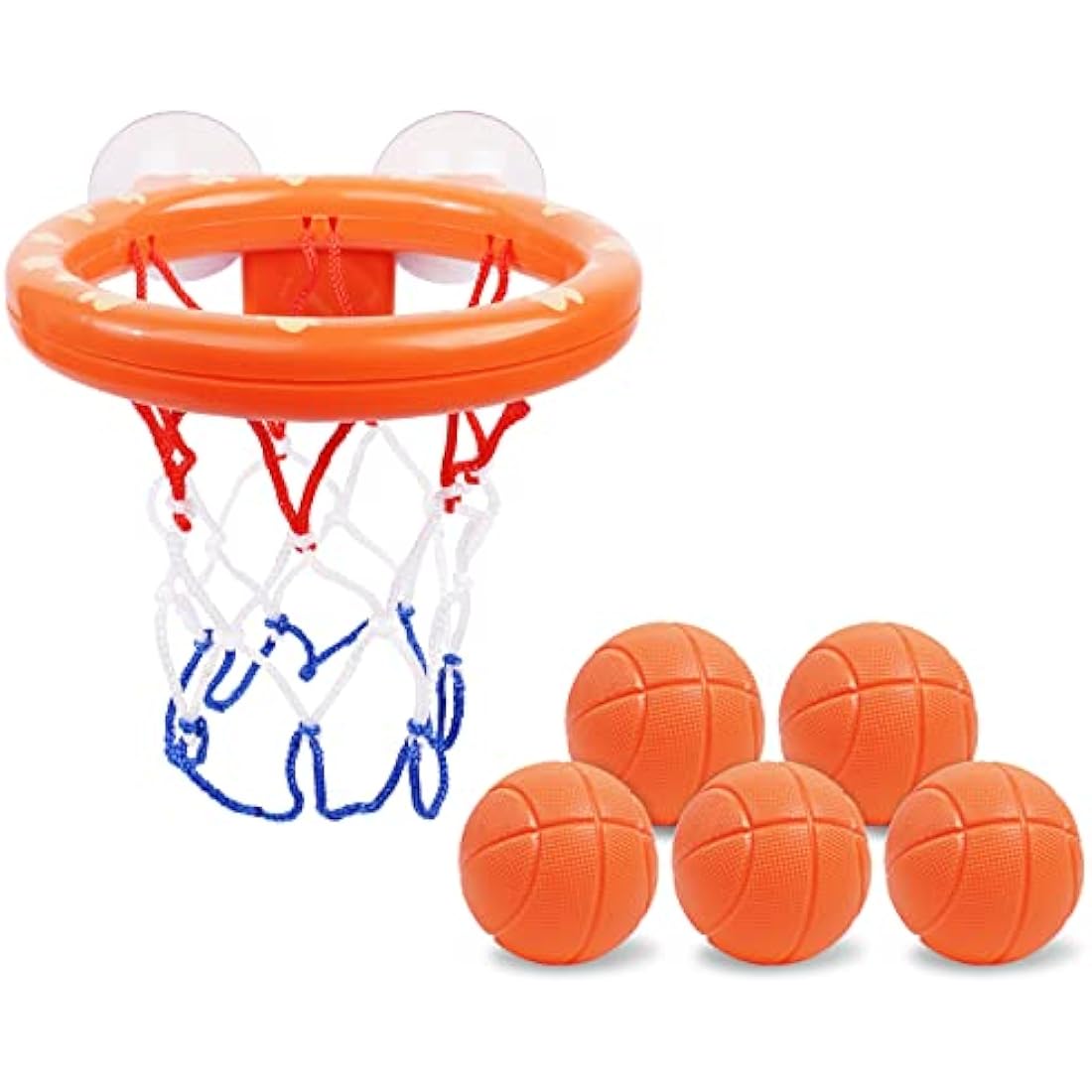 Vicloon Bath Basketball Hoop & Balls Set - 5 Balls Included, Bathtub Basketball Hoop with Strong Suction Cup, Fun Toddler Bath Toys