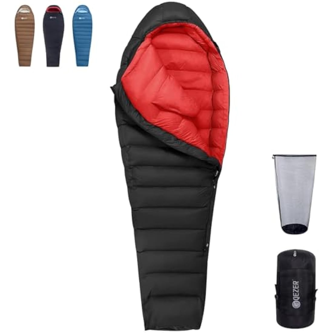 QEZER Winter Sleeping Bag for Adults,Lightweight Down Sleeping Bag [1260g/1560g ] 0°C bis -20°C for 4 Season Backpacking,Hiking,Camping and Mountaineering Outdoor with 660 FP Duck Down