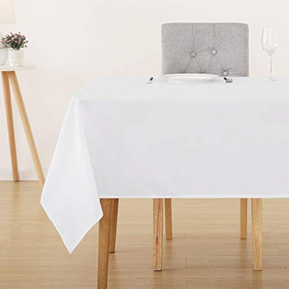 Deconovo Christmas Decorations Home Decorative Oxford Wipeable Tablecloth Rectangle Water Resistant Tablecloth for Coffee Tables 130x220cm(51x87in) White