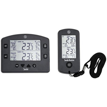 Themapen Smoke Wireless BBQ Thermometer for Smoker, Grill, Oven and Kitchen with 2 Channels, Backlit Display, Max/Min & High/Low Alarms. Perfect for barbeque meat and pit