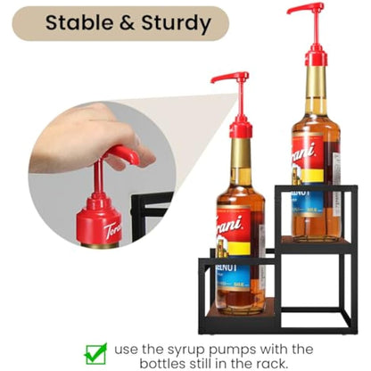THYGIFTREE Coffee Syrup Rack Organizer 2-Tier Syrup Bottle Holder Stand for Coffee Bar Station