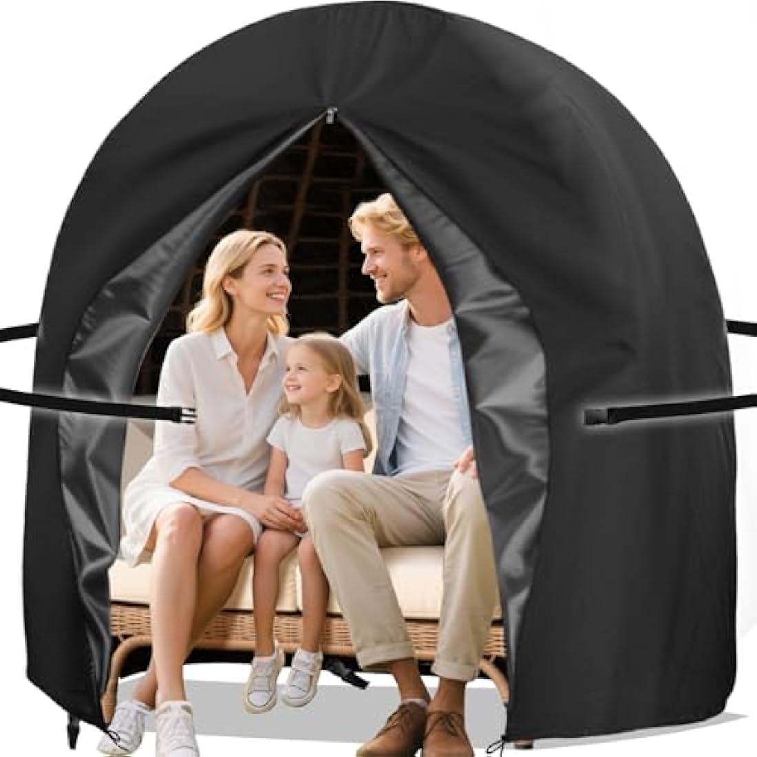 widesmile Double Egg Chair Cover Waterproof Hanging Egg Chair Covers Patio 420D Heavy Duty Egg Chair Cover Oxford Fabric Windproof Anti-UV Rattan Swing Chairs Cover 230 x 200cm