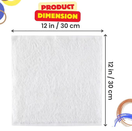 100% Cotton Flannel Face Cloth Set of 3 Size 30x30cm Ultra Gentle 500 GSM Face Towels for Sensitive Skin-Reusable Facial Cleansing Washcloths for