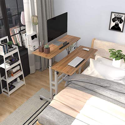 sogesfurniture Mobile Laptop Stand Desk Computer Workstation, Adjustable Notebook Cart Tray PC Table Sit-Stand Workstation with Keyboard Tray for