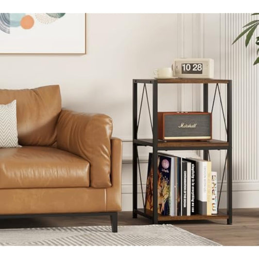 Record Players Stand, 3 Tier End Table with Vinyls Record Storage, Records Player Table with Storage, Turntable Stand for Vinyl Player, Vinyl Records Holder for Living Room, Bedroom