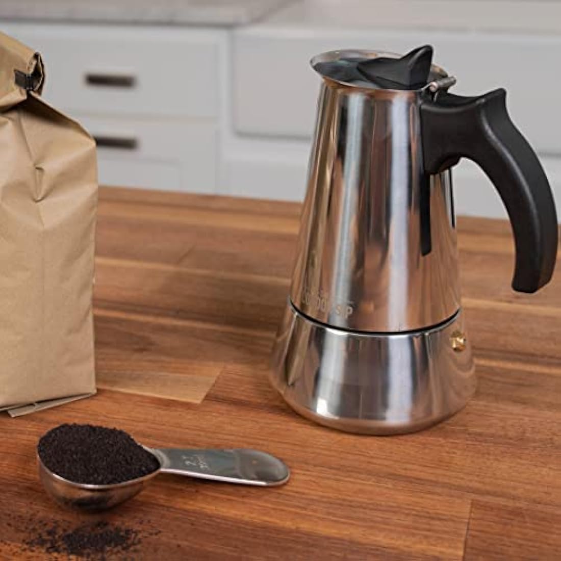 The London Sip Stainless Steel Induction Stovetop Espresso Maker - Make Cafe Quality Italian Style Coffee at Home with This Premium Moka Pot in Modern Chrome Company. (Silver, 3 Cup)