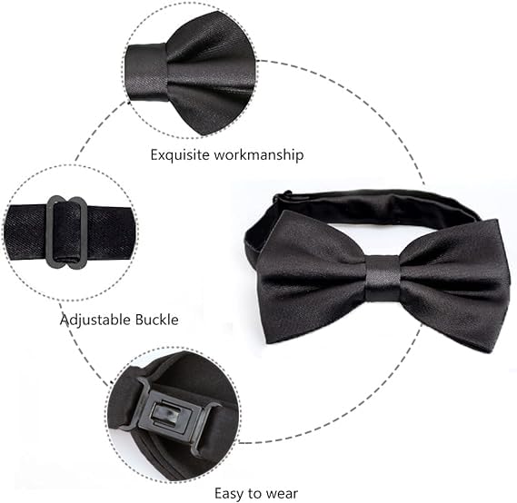 Yowlens Men's Bow Tie Classic Black Bow Tie for Men Adjustable Formal Neck Bowtie for Parties, Wedding