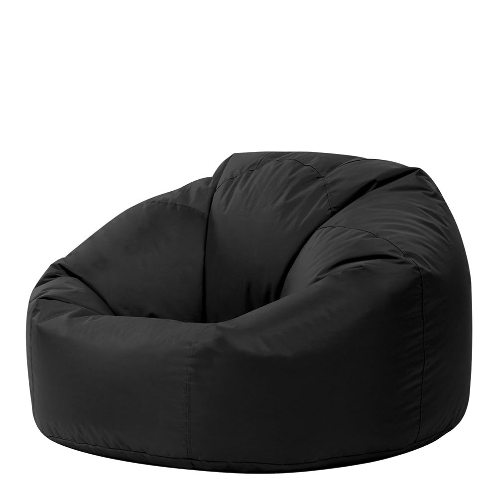 Bean Bag Bazaar Outdoor Bean Bag, Black, Water Resistant Fabric, Large Beanbag with Filling Included, Floor Chair, Garden Chair, Outdoor Seating,