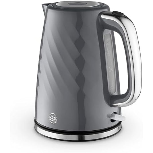 Swan SK14611GRY Windsor Rapid Boil Kettle with Removable Limescale Filter, Boil Dry Protection and Hidden Cord Storage, 1.7L, 3KW, Grey