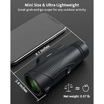 Usogood 10X42 Monocular Telescope High Power, Monoculars for Adults with BAK4 Prisms and FMC Lens, Compact Waterproof Monocular for Bird Watching Hiking Camping with Hand Strap Black