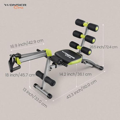 Wonder Core 2 - 12 in 1 Exercise Machine - Built in Twisting Seat and Rower for At Home Gym Workouts - Core Strength Training - Tone Tighten and Sculpt Abs - Grey