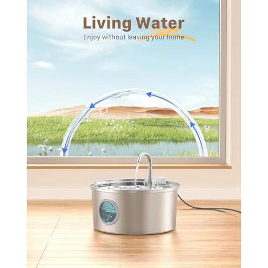 Cat Water Fountain for Drinking: Quiet Cat Water Fountain - 108oz/3.2L Cats fountain - Pet Waterer Fountains - 9 Filters - FOFNON