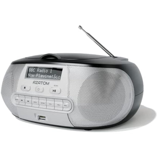 Portable CD Player with DAB/DAB+/FM Digital Radio | Bluetooth & USB MP3 Player | Battery & Mains Powered (6x”C”) | Dual Alarms & Sleep Timer | Perfect for Home, Office or Outdoors | AZATOM Zenith Z2