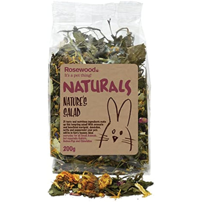Rosewood Naturals Nature’s Salad, Small Animal Treat for Rabbits, Guinea Pigs, Chinchillas, Degus, Hamsters, Gerbils, Mice and Rats, 200g