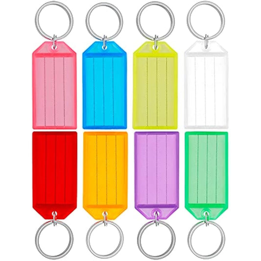 Uniclife 40 Pack Tough Plastic Key Tags with Split Ring Label Window, Assorted Colors