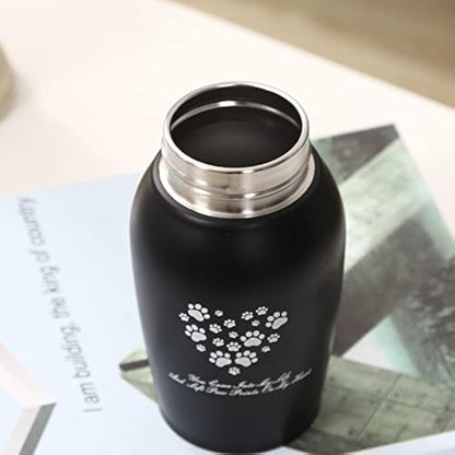 Paw Print Keepsake Urns - Pet Memorial Urns for Dog & Cat Ashes (Small, Black)