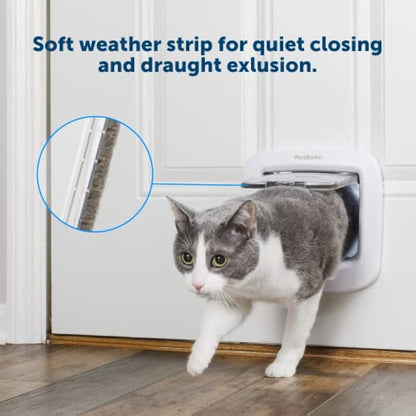 PetSafe Manual-Locking Cat Flap with Easy Install, White, 4 Way Manual Lock, Exclusive Entry, For Cats Up To 7 kg, Energy Efficient