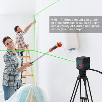 Laser Level Green,RockSeed Cross Line Laser Leveler Horizontal and Vertical Points Rotatable 360 Degree Self Levelling Spirit Levels Manual/Self-Leveling Mode IP54 Carrying Pouch,Battery Included