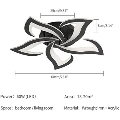 Riserva Mordern LED Ceiling Light, 60W 6500LM LED Ceiling Lights Cool White 6500K, Creative Petals Design, Acrylic Chandelier for Living Room Bedroom Dining Room