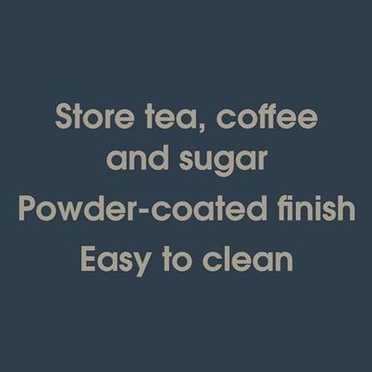 Salter Marino 3-Piece Kitchen Canister Set – Tea, Coffee, Sugar Tins, Long-Lasting Freshness, Powder-Coated Finish, Practical, Easy Clean/Store, Stylish, For Tea Bags/Granules, Not Labelled, Blue Grey