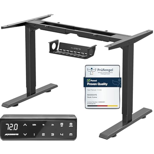 MAIDeSITe Adjustable Height Standing Desk Frame Two-Stage Desk Stand Sit-stand Table Workstation Ergonomic Workplace with Memory Smart Pannel (2 Stage|Dual Motor, Black) T2 Pro