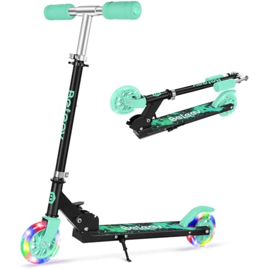 BELEEV V1 Scooter for Kids, 2 Wheels Folding Kick Scooter for Children Girl and Boys, 3 Adjustable Height, Flashing Light up Wheels, Lightweight Scooter with Sturdy Frame, Kickstand, Age 3-12