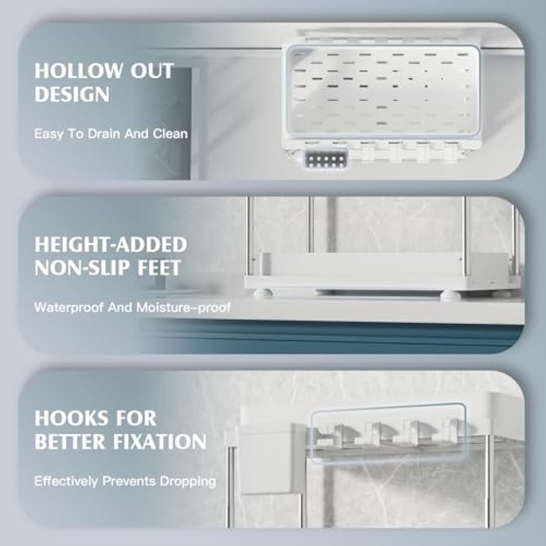 VERIFOST 2 Pack Under Sink Storage Kitchen Organiser, 2 Tier Under Sink Organiser with Two Slide-Out Drawers, Height Adjustable Undersink Storage Organiser Kitchen, White