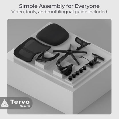 Tervo Model U | Folding Office Chair for Small Spaces | Ergonomic Design with High Rebound Mesh | Computer Desk Chair for Gaming | For Adults & Kids | Foldable & Compact with Flip Up Arms