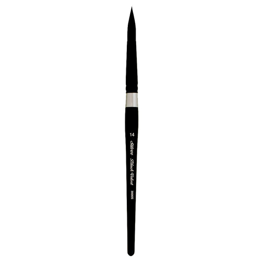Silver Brush Limited 3000S14 Black Velvet Round Brush for Watercolour, Size 14, Short Handle