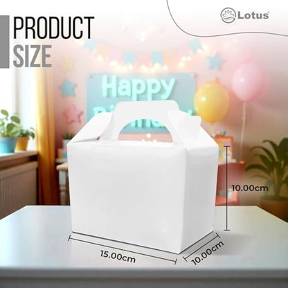 Lotus 50-Pack Kids’ Party Favor Boxes – Stylish White Treat Containers for Birthdays, Halloween & Fun Celebrations | Perfect for Loot Boxes and Party Favors | Elegant Option for Any Occasion (White)