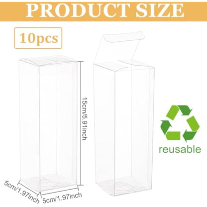 BENECREAT 30PCS Clear Wedding Favour Boxes 5x5x15cm Rectangle PVC Transparent Gift Boxes for Candy Chocolate Party Gift Wrapping