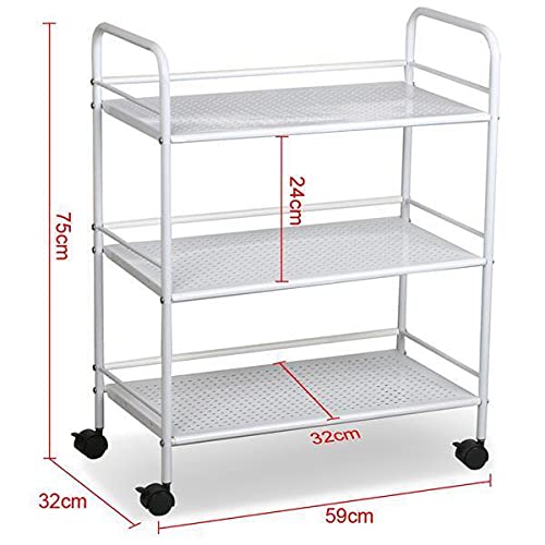 Yaheetech 3-Tier Storage Trolley Rolling Utility Cart on Wheels, White