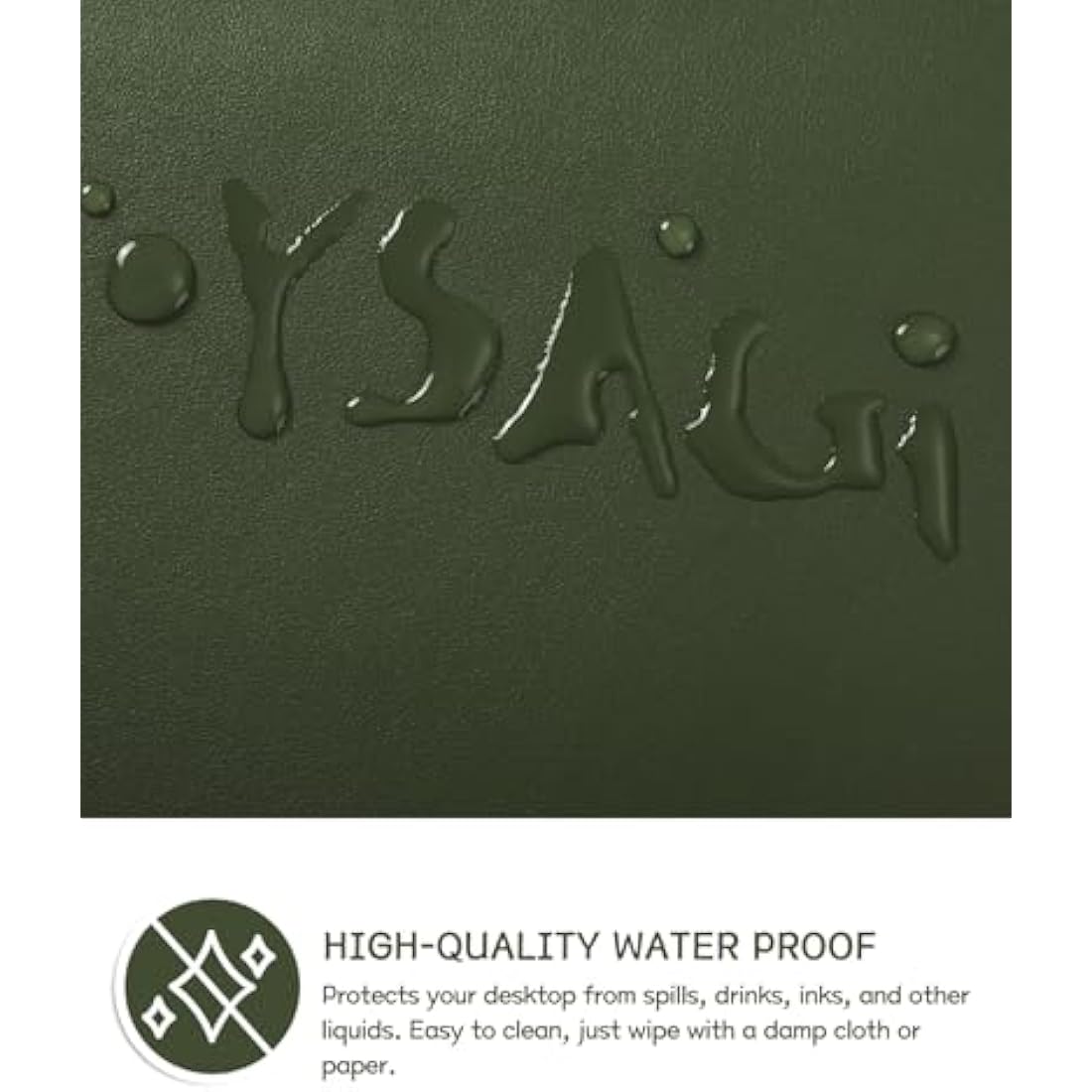 YSAGi Non-Slip Desk Pad, Waterproof PVC Leather Desk Table Protector, Ultra Thin Large Mouse Pad, Easy Clean Laptop Desk Writing Mat for Office Work/Home/Decor (90 x 43 cm, Pine Green)