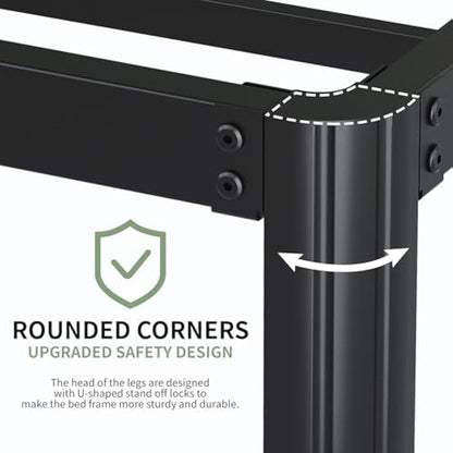 Lutown-Teen Small Single Bed Frame 30 cm High with Rounded Corner Legs, Heavy Duty Metal Small Single Bed Frames 2ft6, Noise Free, Easy Assembly