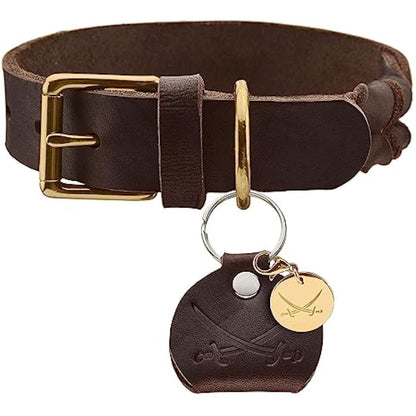 HUNTER Sansibar Solid Dog Collar Leather Heavy Duty Grippy Braided 65 (L) Dark Brown