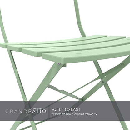 Grand patio Folding Bistro Set 3 Pieces, Conversation Set, Folding 2 Chairs and 1 Table, Weather Resistant, Patio Table Chairs for Balcony,Yard, Garden Sage Green