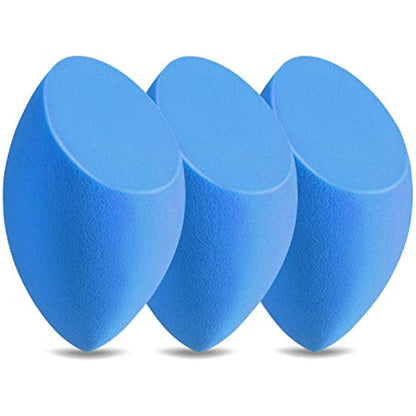 Larbois 3-Pack Blender Beauty Foundation Blending Sponge, Professional Beauty Makeup Set, Blue Multi-color Synthetic Drop Shapes for Dry & Wet Use