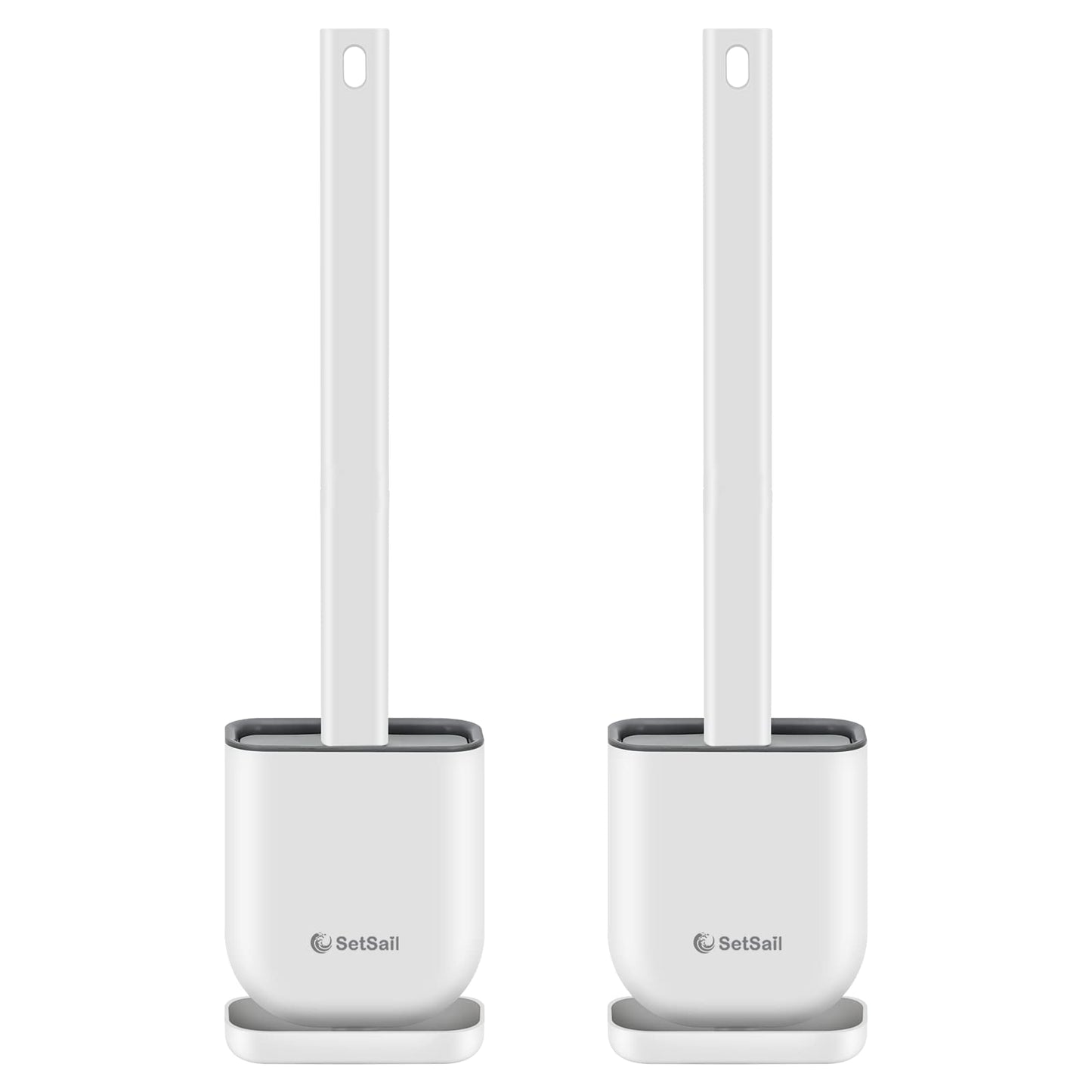 SetSail Silicone Toilet Brush 2 Pack Toilet Bowl Brush and Holder Set Toilet Bowl Scrubber with Silicone Bristles Flat Flexible Toilet Brushes for