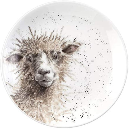 RW WN4093-XW Royal Worcester Wrendale Designs China Tea Coupe Plates Featuring Ewe, Gentle Jack and Just Hatched-Set of 4, Ceramic, White
