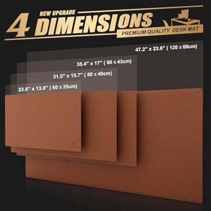 K KNODEL Large Office Leather Desk Mat, Mouse and Keyboard Pad, Computer and Laptop Mat, Desktop Protector and Cover, Writing Pad and Blotter (80x40cm, Brown)