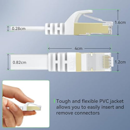 BUSOHE Cat 8 Ethernet Cable 50m, High Speed Flat Gigabit RJ45 Lan Network Cable, 40Gbps 2000Mhz Internet Patch Cord Compatible with Router, Modem, PC, Laptop, Printer