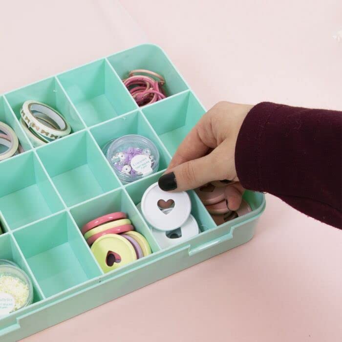 Craftelier - Organizer Box with 17 Compartments for Scrapbooking Materials | Clear and White - Dimensions 26.5 x 17.8 x 4.2 cm