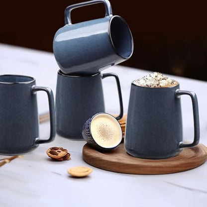 Ximoryn Set of 4 700ML Large Blue Ceramic Coffee Mugs with Big Handles - Extra Jumbo Tea Cup Mug for Office and Home, Gift and Present