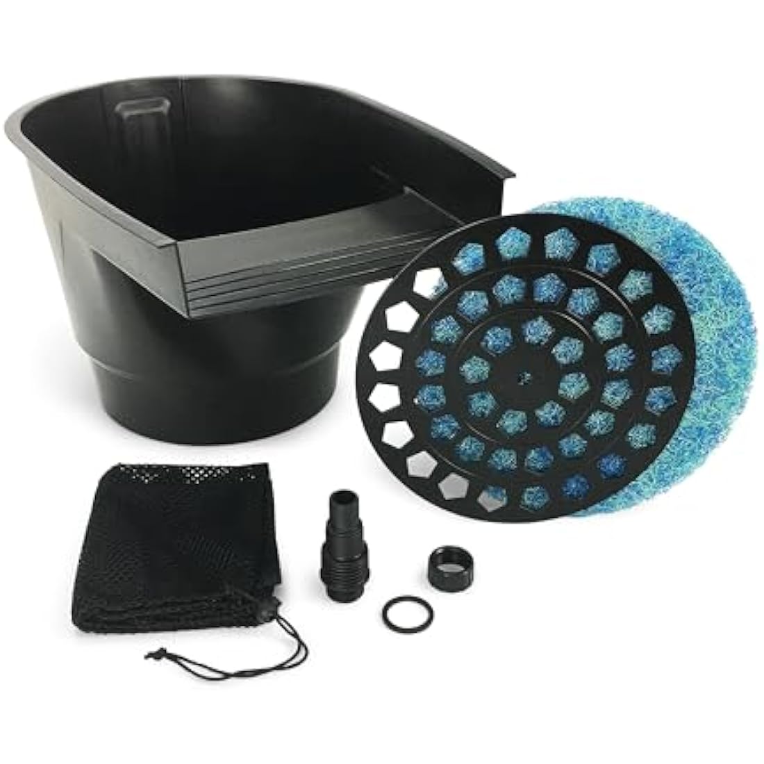 Aquascape Pond Filter and Waterfall Spillway, Efficient Mechanical and Biological Filtration, Compact | 77020,Black