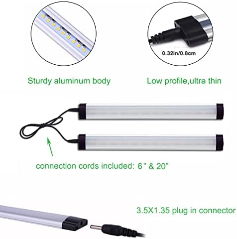 AlBOO Under Cabinet Kitchen Lights Wired LED Dimmable Warm White,28cm Under Cupboard Kitchen Lights 12V Plug in with Mains,Ultra Thin Fixture Under Couter Lights Display Lights for Cabinet 3 Pack