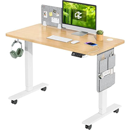 MAIDeSITe Electric Standing Desk Height Adjustable Standing Desk Sit Stand Desk Stand Up Desk with Headphone Hook 100 * 60cm Desktop for Home Office